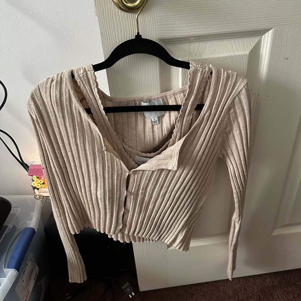 *NEVER WORN* nude two piece set (tank top + long sleeve)